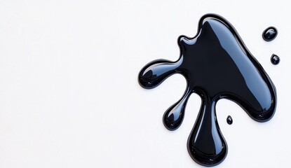 Black Liquid Spilled on White Background