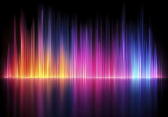 Fototapeta premium Vibrant abstract background with neon light stripes in various colors, creating dynamic visual effect. colorful lines reflect beautifully on dark surface, evoking sense of energy and movement