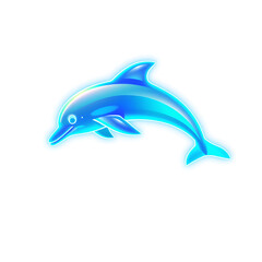Fototapeta premium Dolphin holographic 3D icon. neon symbol vector illustration isolated on white background. Generative AI