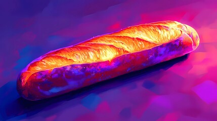 Freshly baked bread with a crispy crust and soft texture, a classic bakery product, warm and inviting style vintage illustration