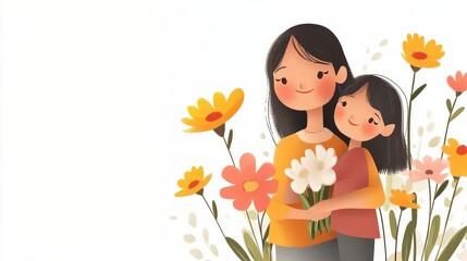 Two Girls Embrace Happily in a Floral Setting, Capturing the Bond of Friendship and Joy in a Sunny Garden