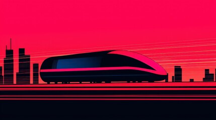 Fototapeta premium Futuristic Train in Vibrant Urban Landscape