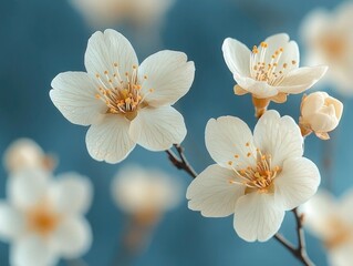 White Blossoms Bloom Beautifully on Branches