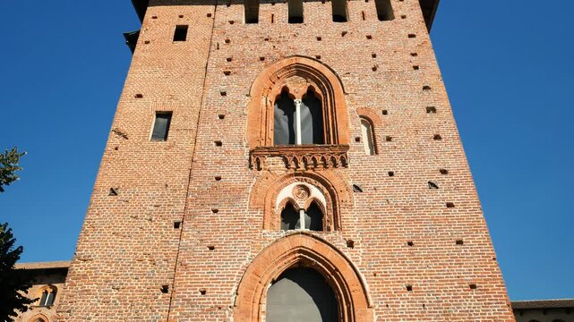 Lateral tower in Sforza castle in Vigevano, Lombardy, Italy