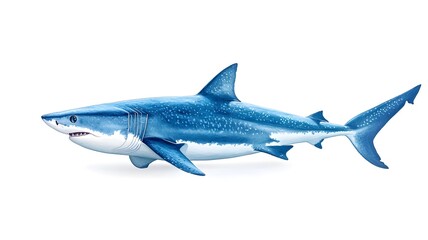 Obraz premium Blue shark illustration on a clean white background ideal for educational and creative use