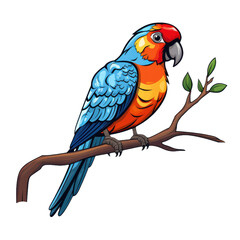 Obraz premium Vibrant Parrot on a Branch - Colorful Bird Illustration