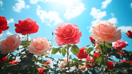 A beautiful bunch of freshly cut roses displayed in a natural setting