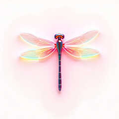 Dragonfly holographic 3D icon. neon symbol vector illustration isolated on white background. Generative AI