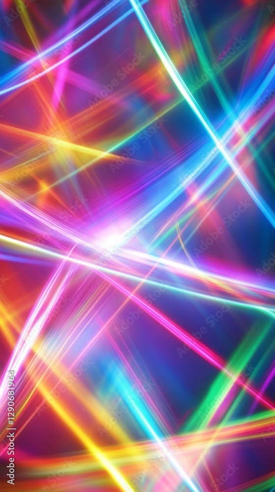 Poster A mesmerizing display of lively rainbow lines crisscrosses a pure white background, creating an energetic burst of color. This dynamic artwork captivates the eyes with its playful harmony