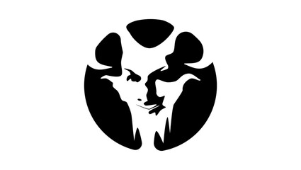 devil symbol, black isolated silhouette
