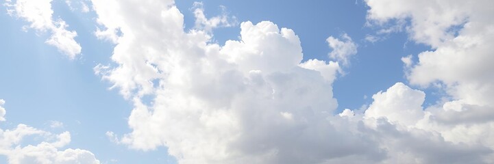 Obraz premium A beautiful blue sky background with fluffy white clouds, perfect for a variety of nature-themed designs, tranquil, atmospheric, outdoor