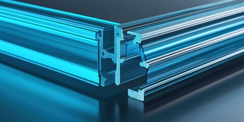 Double Glazing Window and Door Cross Section with PVC Aluminum Profile Frame. Energy Efficient Room Interior Design Concept
