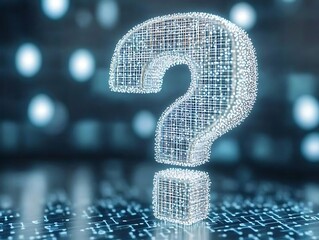 Digital question mark, circuit background