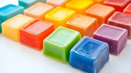 Smooth Textured Vibrant Soap Bars on Plain White Background for Premium Beauty and Wellness Products