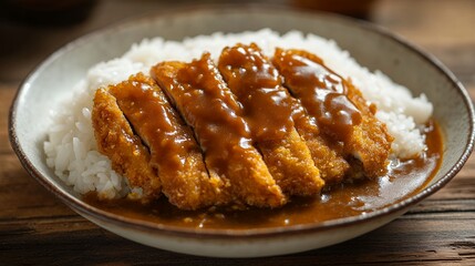 サクサクのトンカツと濃厚なルーがかかった日本のカツカレー | Japanese Katsu Curry with Crispy Pork Cutlet and Rich Sauce