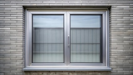 Fototapeta premium Close-up of a metal aluminum window with a gray silver frame