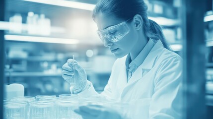 Female Scientist Conducting Experiment in Modern Laboratory