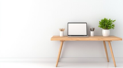 Simple modern workspace with laptop