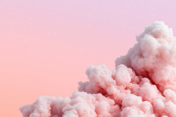 Pink clouds rising in a pastel sky with sparkling stars