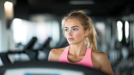 Fototapeta premium A woman doing exercises at the gym 