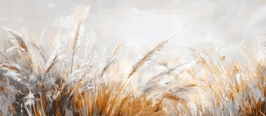Close up of golden and silver Eulalia grass swaying in autumn breeze with soft blurred background highlighting warm earthy tones