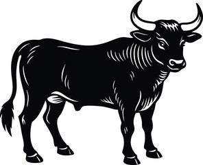 Bull majestic  silhouette vector illustration