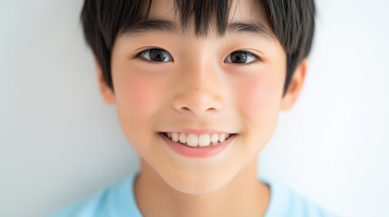 爽やかな笑顔が魅力的な日本人の少年ポートレート | 純真な子どもの表情