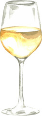 White Wine Glass Transparent Background PNG Watercolor Element