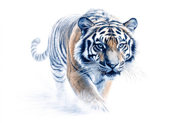 Naklejka premium A majestic tiger prowling gracefully, showcasing its strength and beauty.