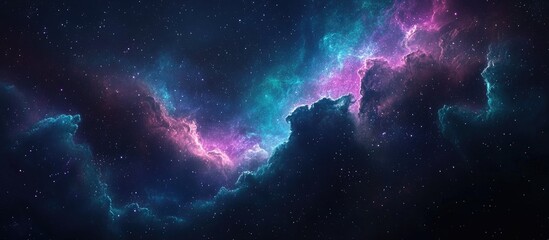 Fototapeta premium Vibrant cosmic nebula with shades of purple and blue swirling across a dark night sky creating a mesmerizing celestial atmosphere