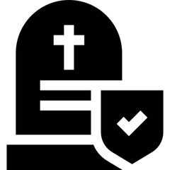 Minimalist death insurance glyph icon in a monochrome vector style. This simple design symbolizes financial protection, life coverage, risk management, and family security, making it ideal for insuran