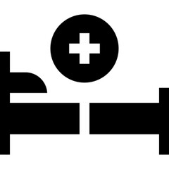 Minimalist illness glyph icon in a monochrome vector style. This simple design symbolizes health issues, medical conditions, sickness, and healthcare services, making it ideal for medical, insurance, 
