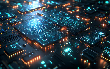 Obraz premium Futuristic API Integration with Glowing Digital Puzzle Pieces