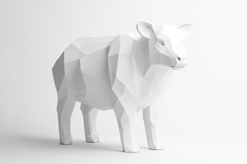 A modern, geometric sculpture of a cow, showcasing minimalistic design and art.