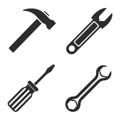 Flat Vector Icons of Common Tools