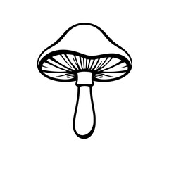 Simple mushroom silhouette, black on white, minimalist, vector illustration, mushroom, monochrome, design.