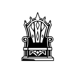 Royal black and white throne, featuring a crown design, centered on a white backdrop.