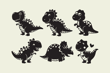 Cute Dinosaur Silhouette Collection vector