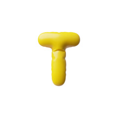 Volumetric inflatable figure in the form of letter T, yellow color, vector 3d illustration.