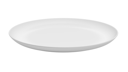 Empty white plate. Isolated. Transparent background. 3d illustration.