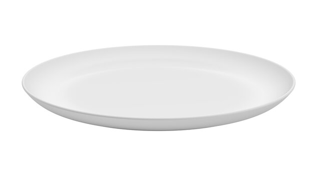 Empty white plate. Isolated. Transparent background. 3d illustration.