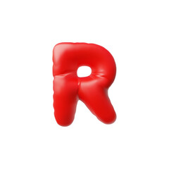 3D vector of the English letter R, red in the shape of a balloon.