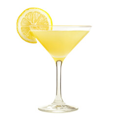 Refreshing Yellow Citrus Cocktail with Lemon Garnish in Glass