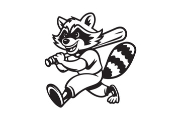 Baseball Raccoon Mascot vector