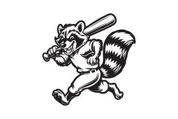 Baseball Raccoon Mascot vector