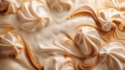 Obraz premium Crema de café con efecto marmoleado y textura espumosa.