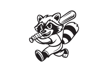 Baseball Raccoon Mascot vector