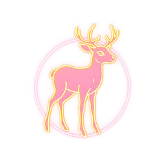 Fawn holographic 3D icon. neon symbol vector illustration isolated on white background. Generative AI