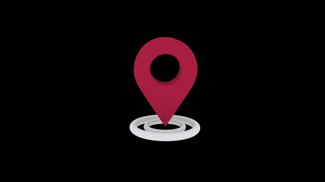 Red map pointer Map pin icon. GPS place marker. Location symbol 3d animation with alpha Channel