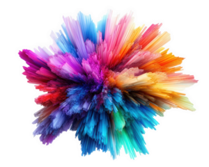 Vibrant abstract explosion of colors in dynamic, artistic display. This colorful burst features shades of pink, blue, orange, and green, creating visually striking effect